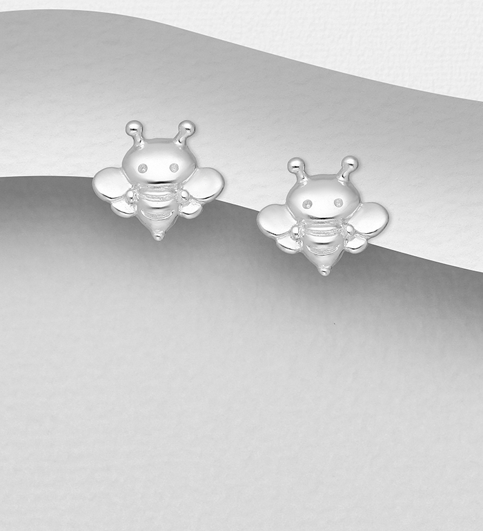 Wholesale 925 Sterling Silver Bee Push-Back Earrings - SKU #1063-1729