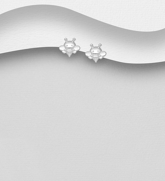 Wholesale 925 Sterling Silver Bee Push-Back Earrings - SKU #1063-1729