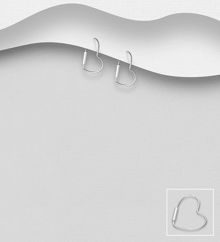Wholesale 925 Sterling Silver Heart Hoop Earrings - SKU #706-24857