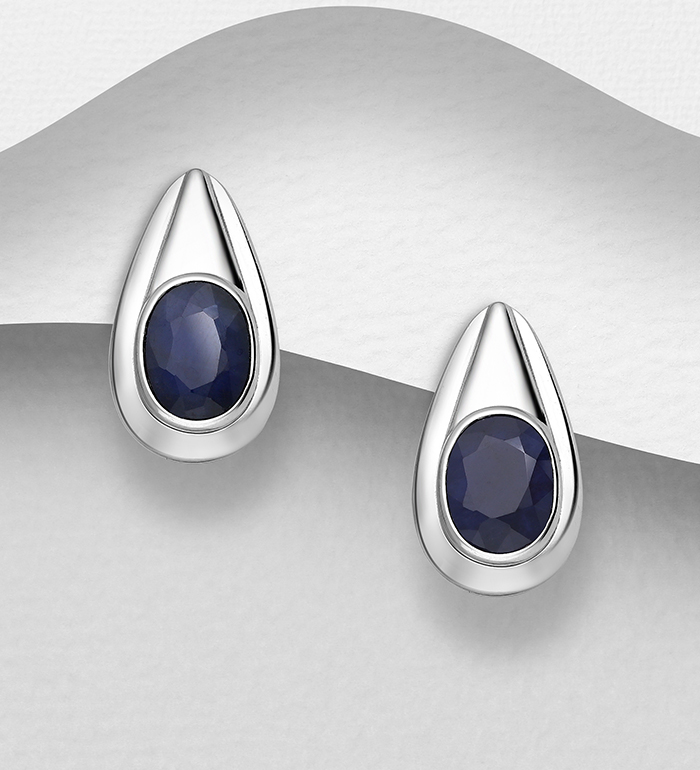 Wholesale 925 Sterling Silver Omega Lock Earrings, Decorated with Various Gemstones - SKU #883-5333