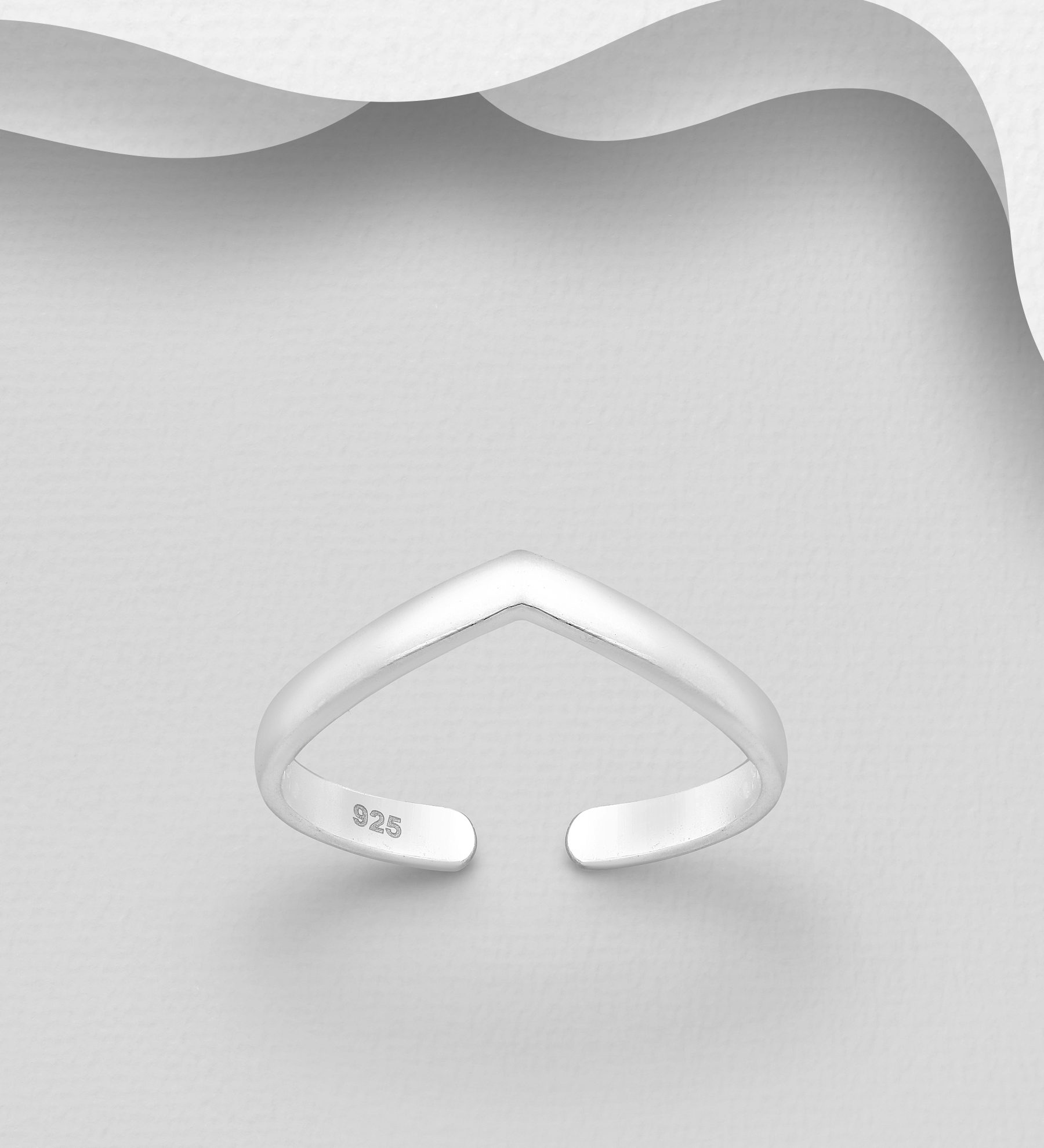 Wholesale 925 Sterling Silver Adjustable Chevron Toe Ring - SKU #1063-1771