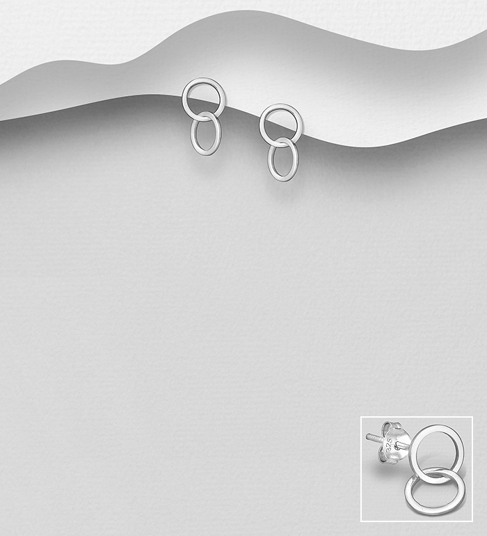 Wholesale 925 Sterling Silver Links Push-Back Earrings - SKU #1063-1794
