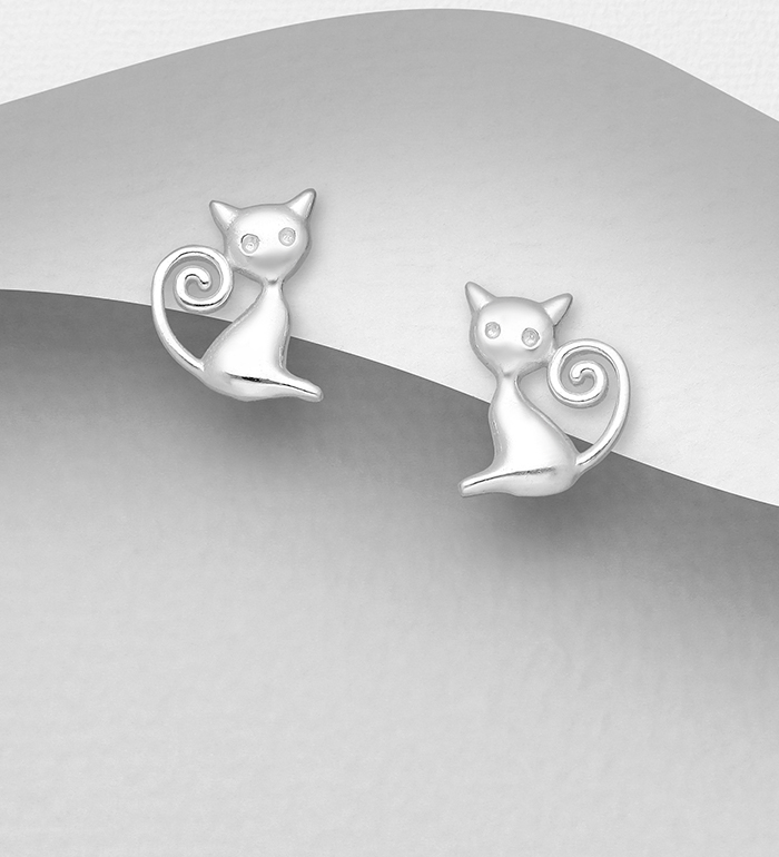 Wholesale 925 Sterling Silver Cat Push-Back Earrings - SKU #1063-1822