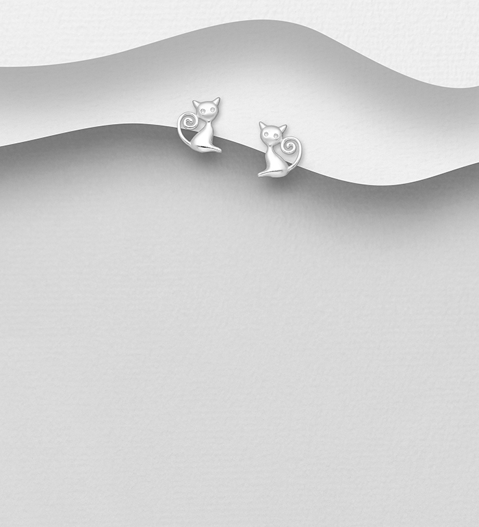 Wholesale 925 Sterling Silver Cat Push-Back Earrings - SKU #1063-1822