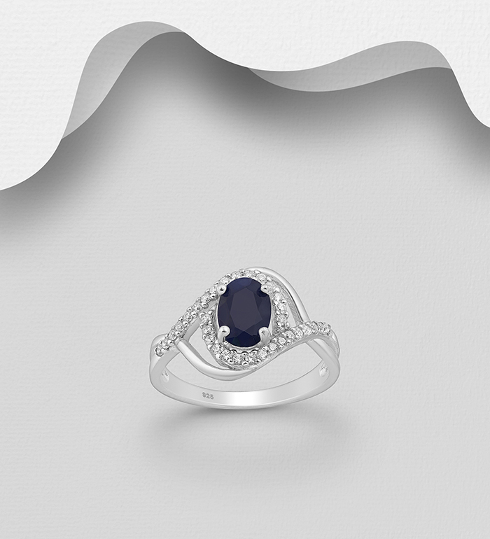 Wholesale 925 Sterling Silver Halo Ring, Decorated with CZ Simulated Diamonds and Various Gemstones - SKU #883-5403