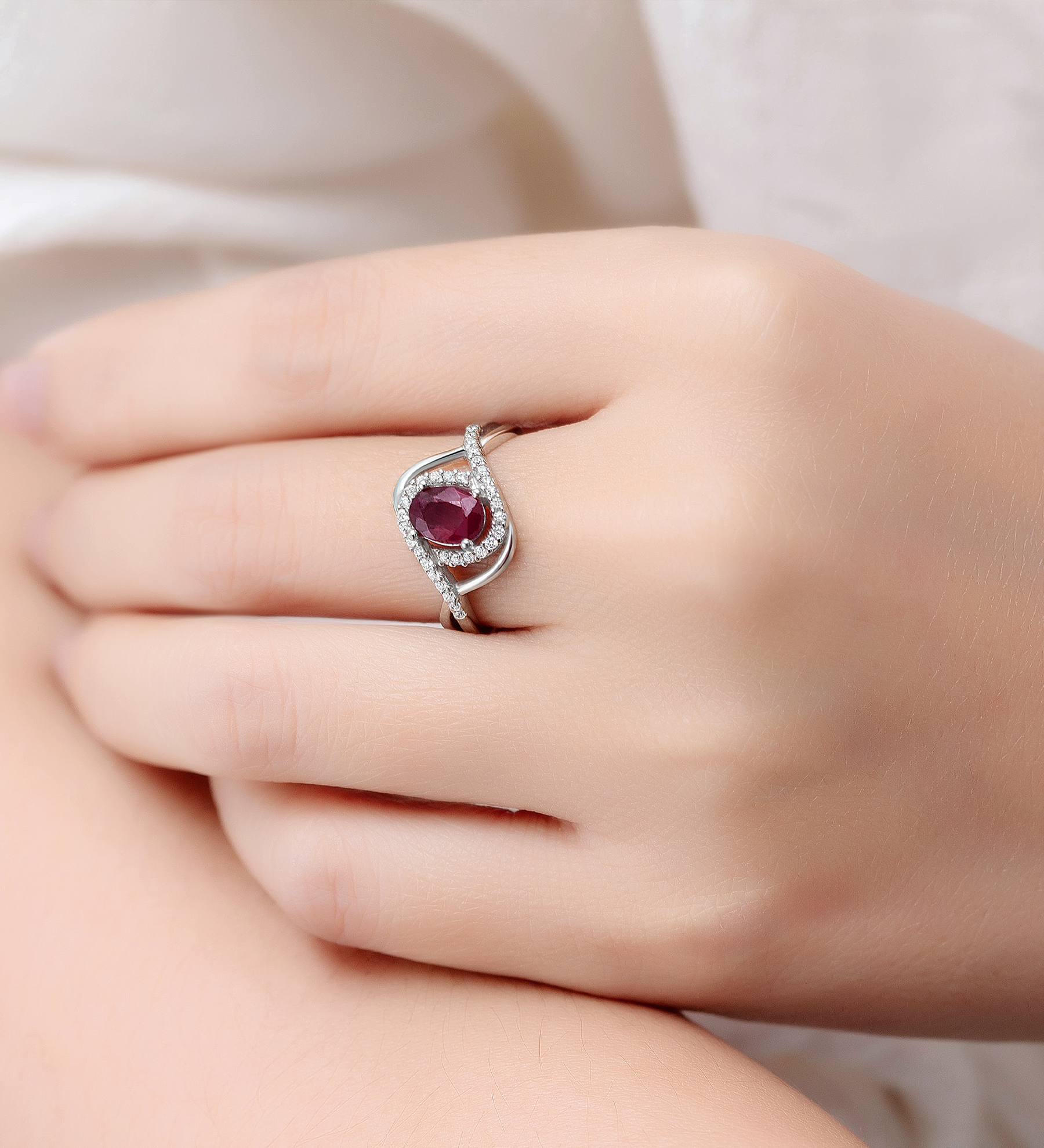 Wholesale 925 Sterling Silver Halo Ring, Decorated with CZ Simulated Diamonds and Various Gemstones - SKU #883-5403