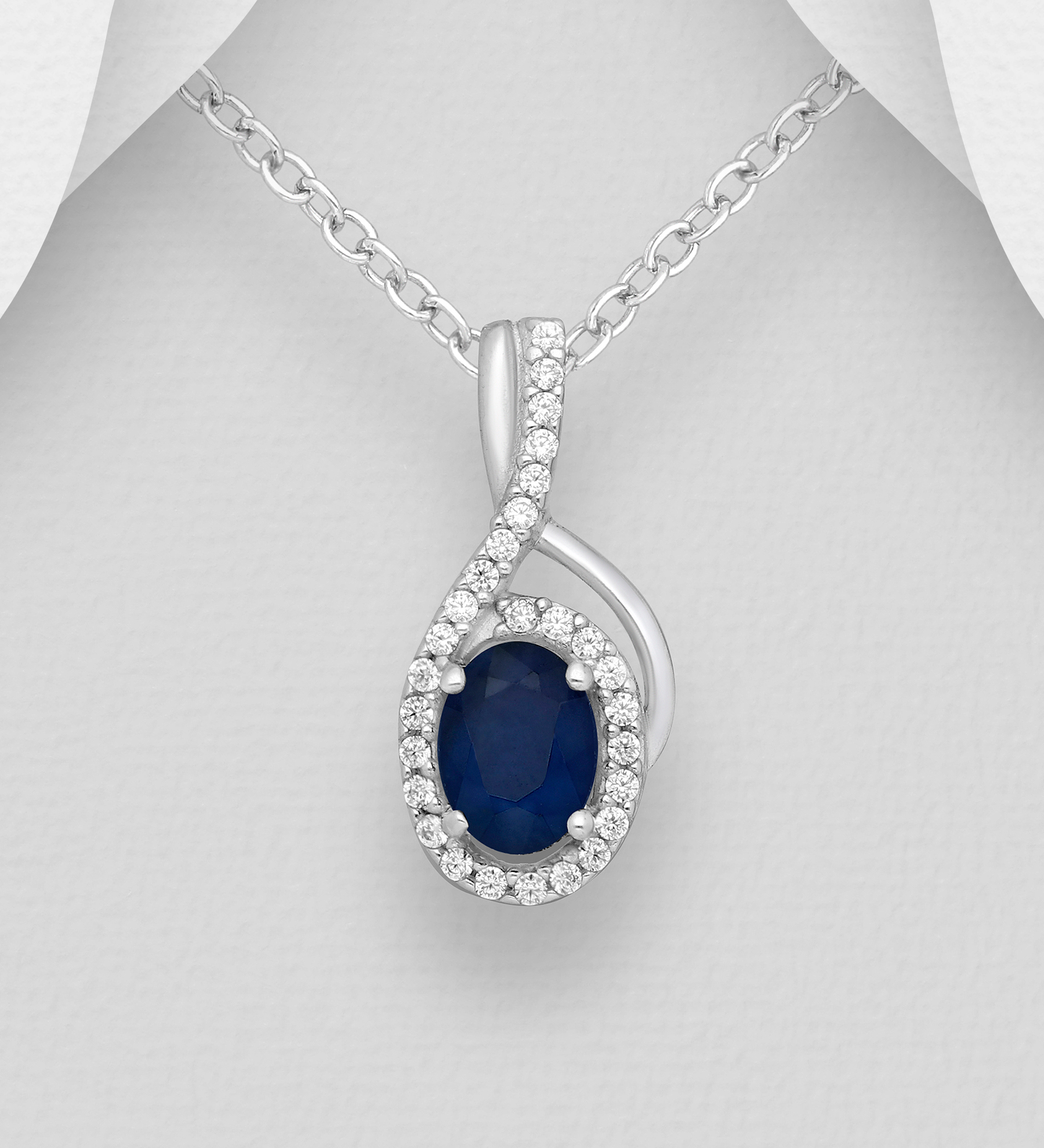 Wholesale 925 Sterling Silver Halo Pendant, Decorated with CZ Simulated Diamonds and Various Gemstones - SKU #883-5404