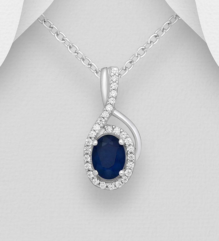 Wholesale 925 Sterling Silver Halo Pendant, Decorated with CZ Simulated Diamonds and Various Gemstones - SKU #883-5404