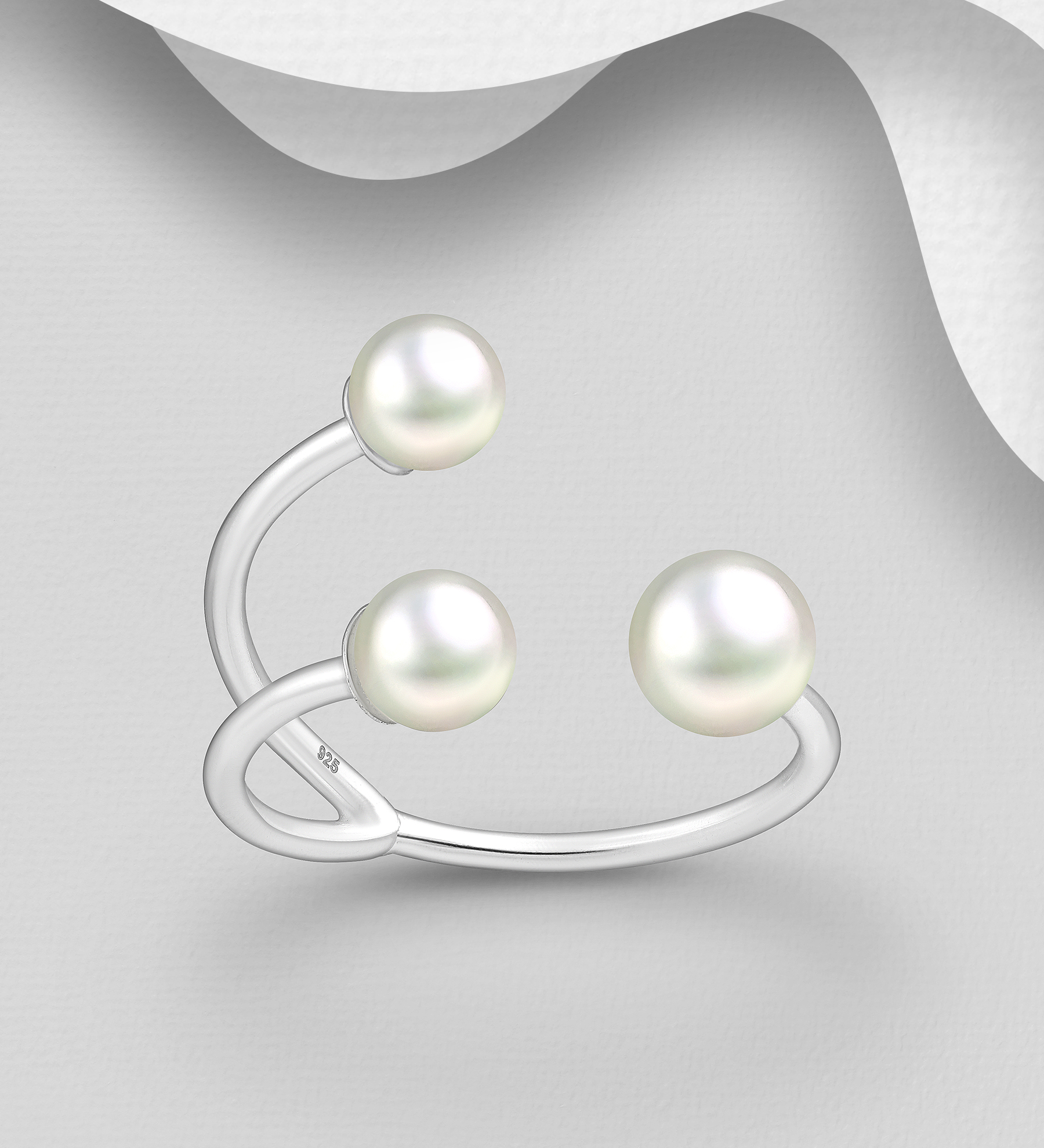 Wholesale 925 Sterling Silver Adjustable Ring, Decorated with Freshwater Pearl - SKU #1063-1838