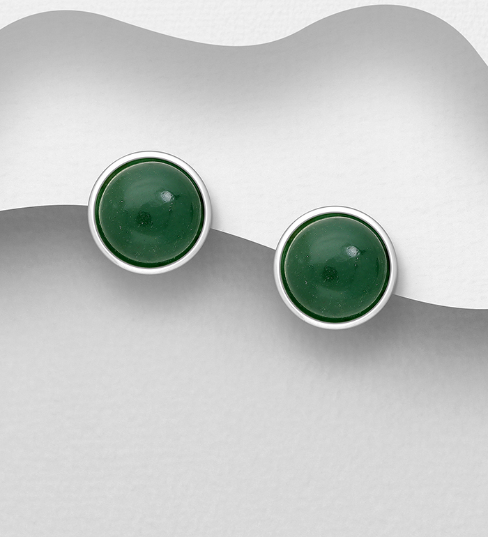 Wholesale 925 Sterling Silver Push-Back Earrings, Decorated with Various Gemstones - SKU #781-5529