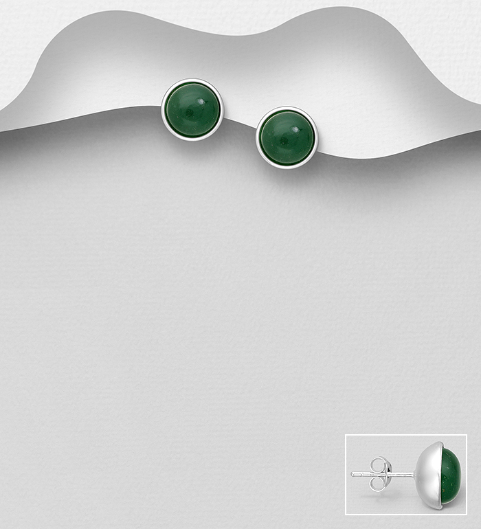 Wholesale 925 Sterling Silver Push-Back Earrings, Decorated with Various Gemstones - SKU #781-5529