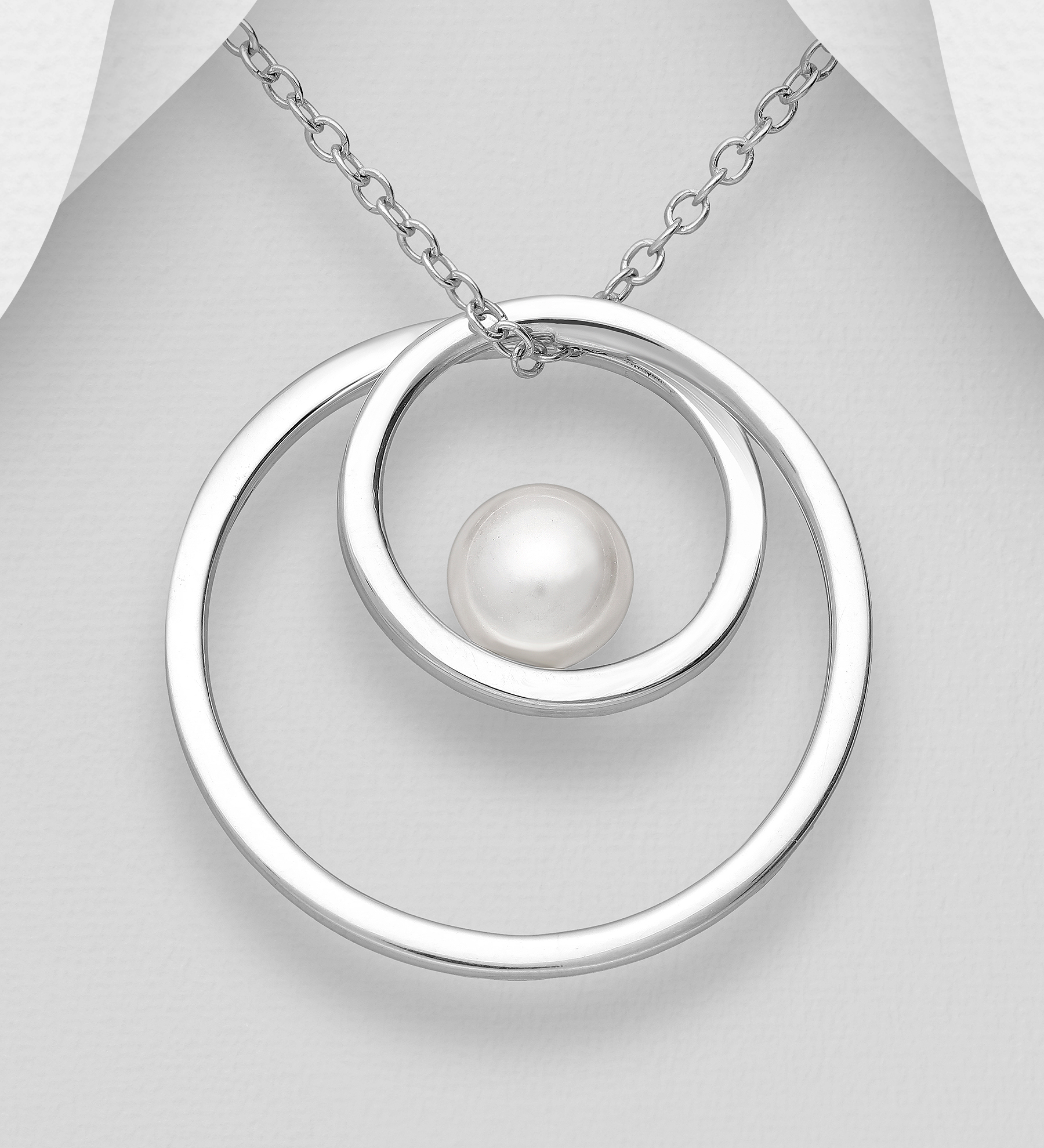 Wholesale 925 Sterling Silver Pendant Decorated With Simulated Pearl - SKU #964-913