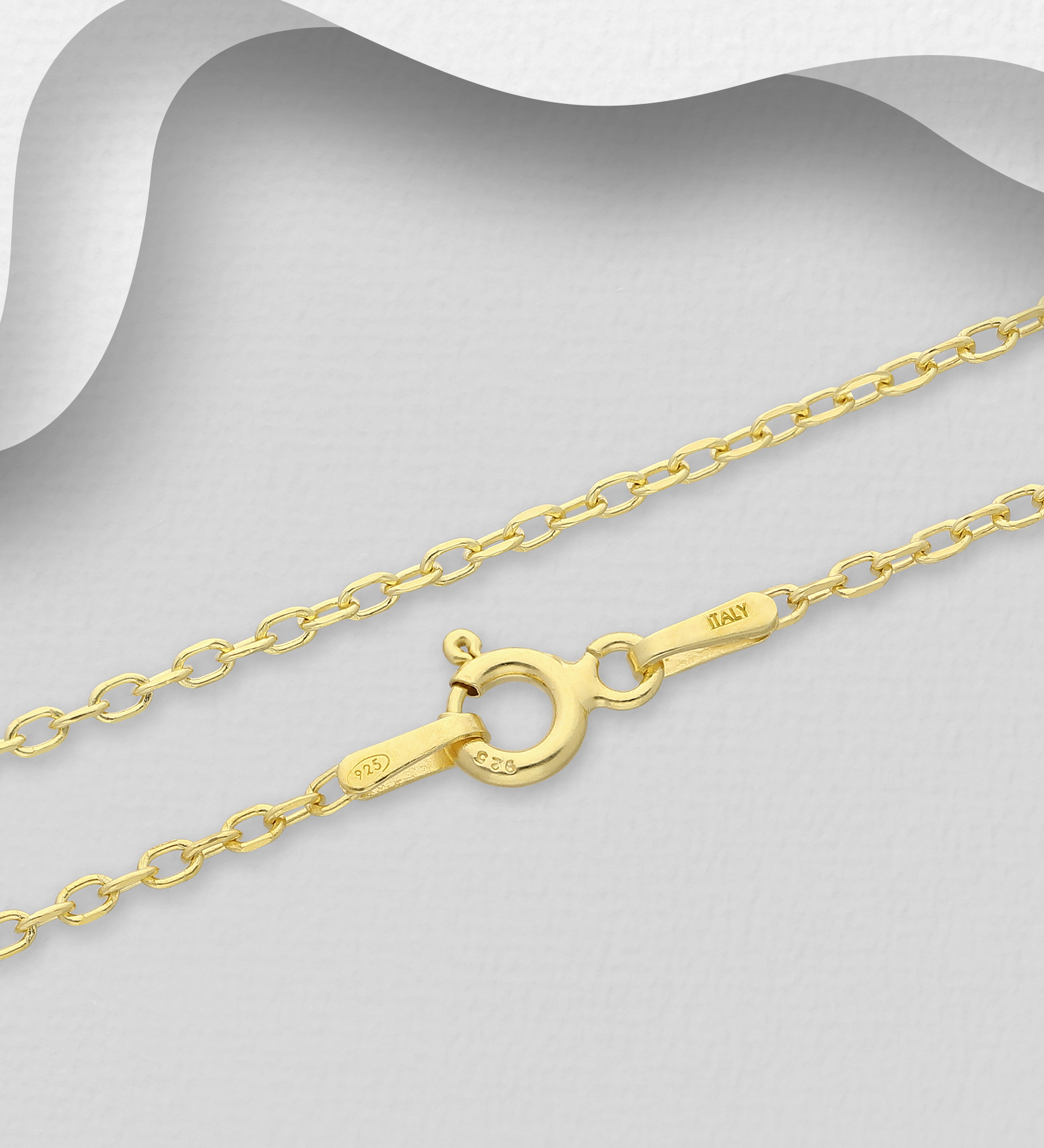 Italian Delight - Wholesale 925 Sterling Silver Cable Chain, Plated with 0.25 Micron 18K Yellow Gold, 1 mm Wide, Made in Italy - SKU #1535-583