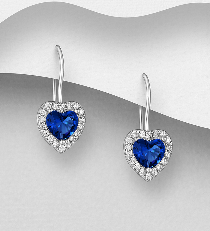 Wholesale 925 Sterling Silver Halo Heart Kidney Earrings, Decorated with CZ Simulated Diamonds - SKU #701-20101