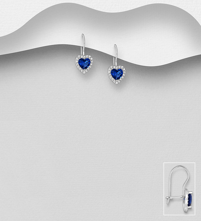 Wholesale 925 Sterling Silver Halo Heart Kidney Earrings, Decorated with CZ Simulated Diamonds - SKU #701-20101