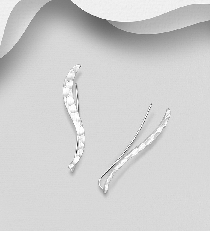 Wholesale 925 Sterling Silver Hammered Ear Pins - SKU #706-25691