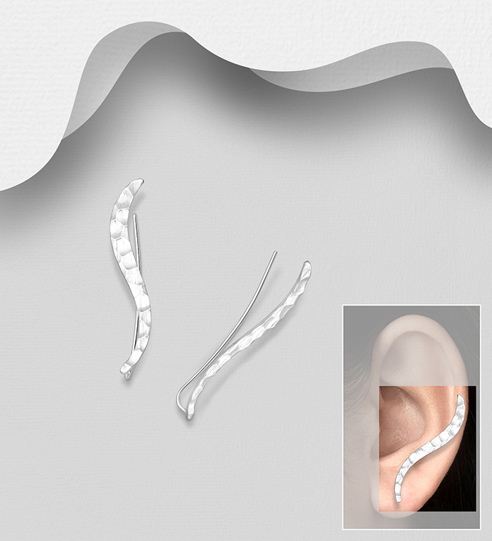 Wholesale 925 Sterling Silver Hammered Ear Pins - SKU #706-25691