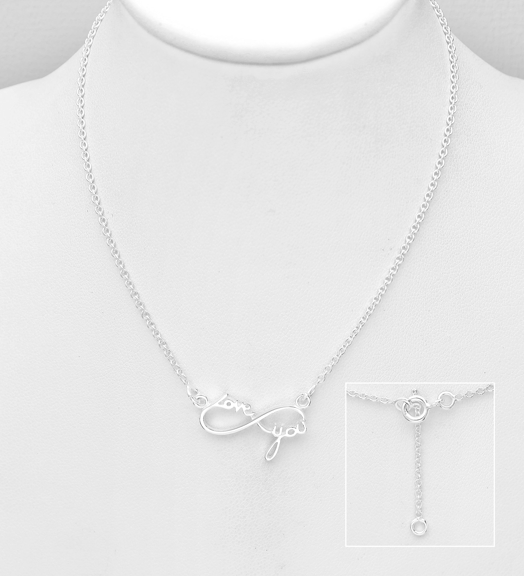 Wholesale 925 Sterling Silver Infinity & Love you Necklace - SKU #706-25728