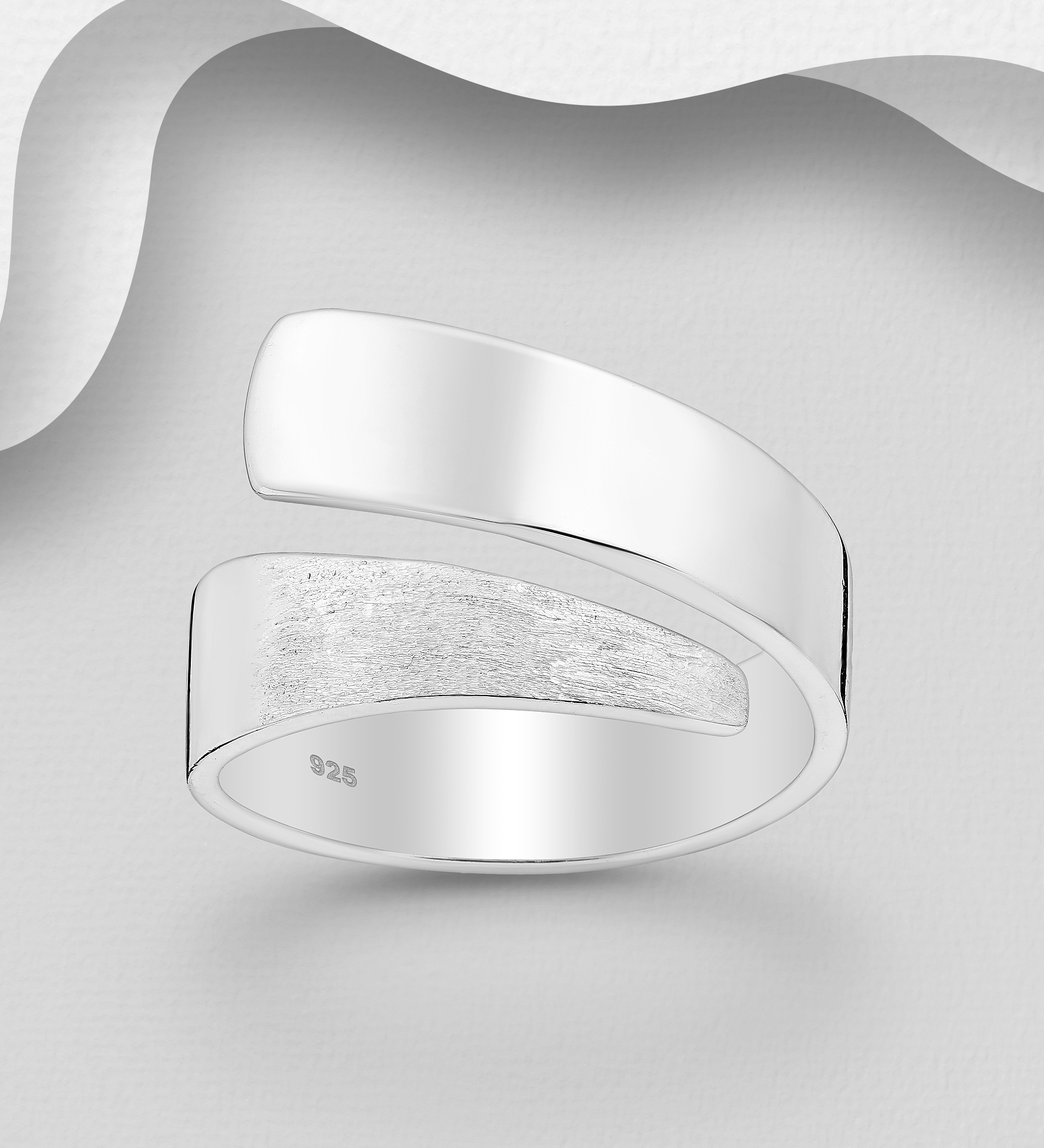 Wholesale 925 Sterling Silver Adjustable Ring Featuring Matte and Brushed Finish - SKU #706-25753