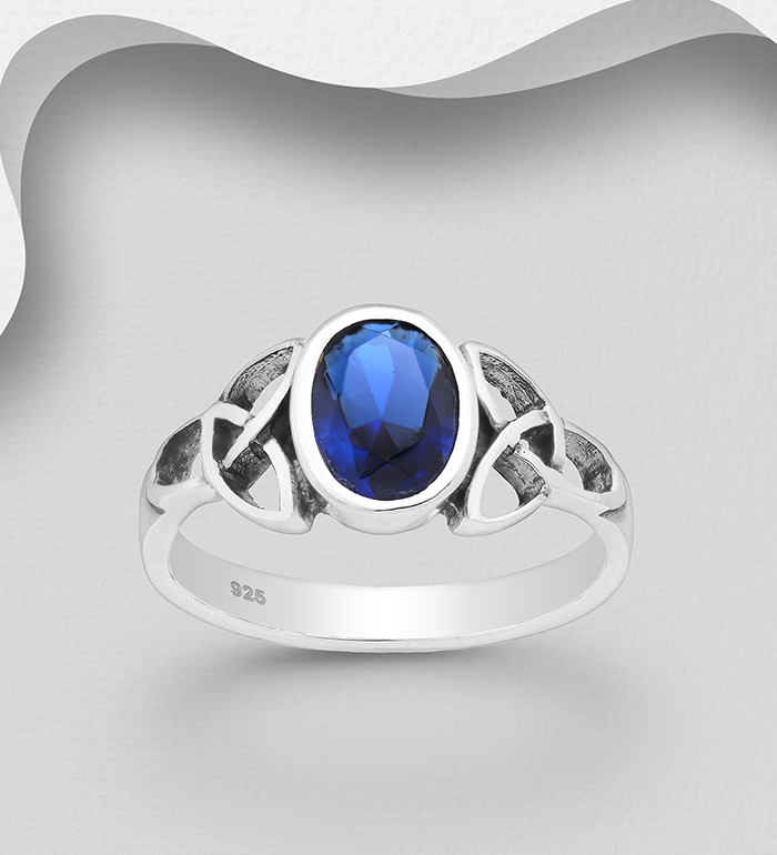 Wholesale 925 Sterling Silver Oxidized Celtic Ring Decorated With CZ - SKU #767-174A