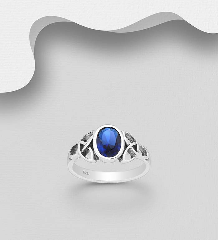 Wholesale 925 Sterling Silver Oxidized Celtic Ring Decorated With CZ - SKU #767-174A