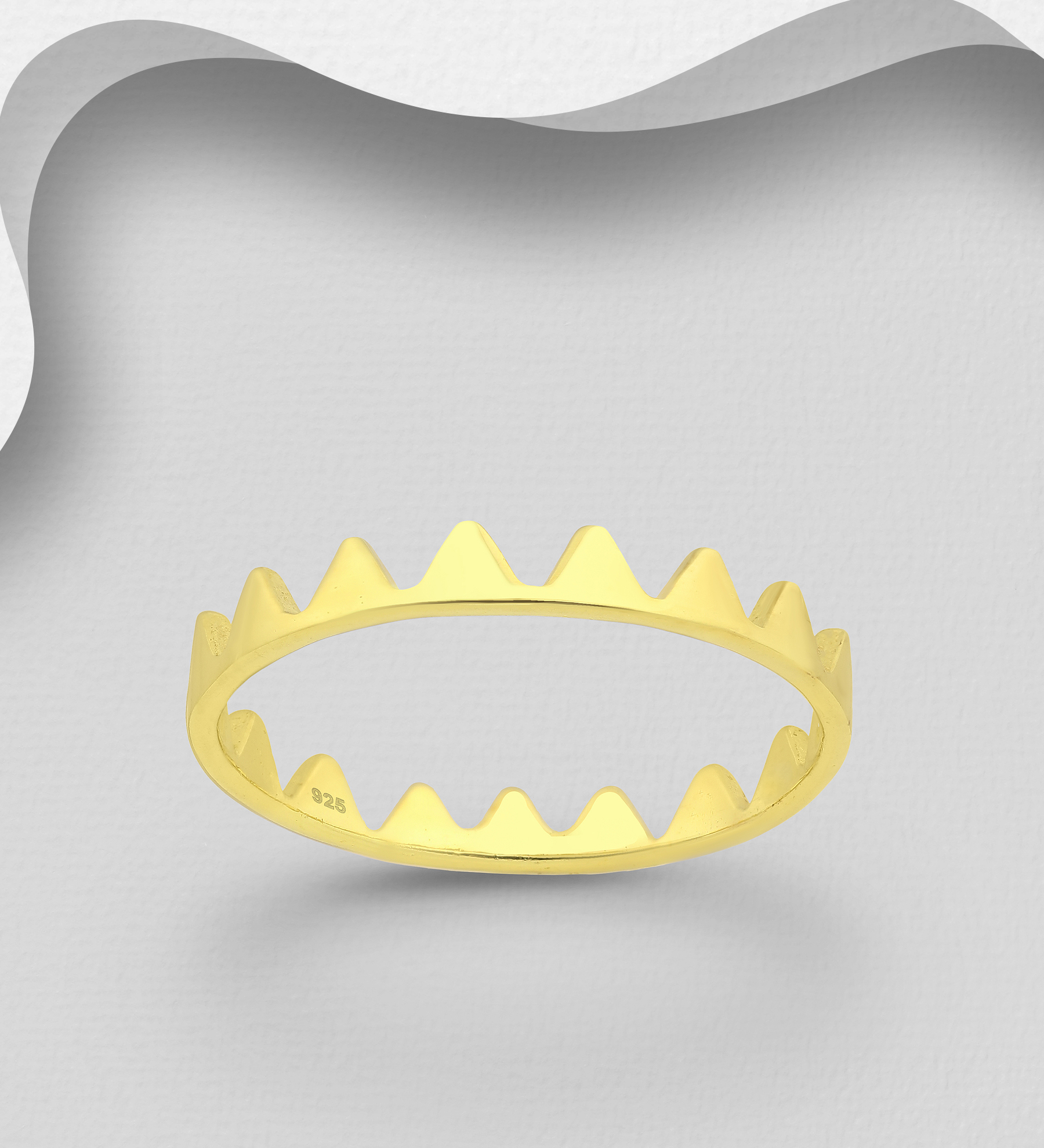 Wholesale 925 Sterling Silver Ring Plated with 1 Micron 18K Yellow Gold - SKU #1535-701