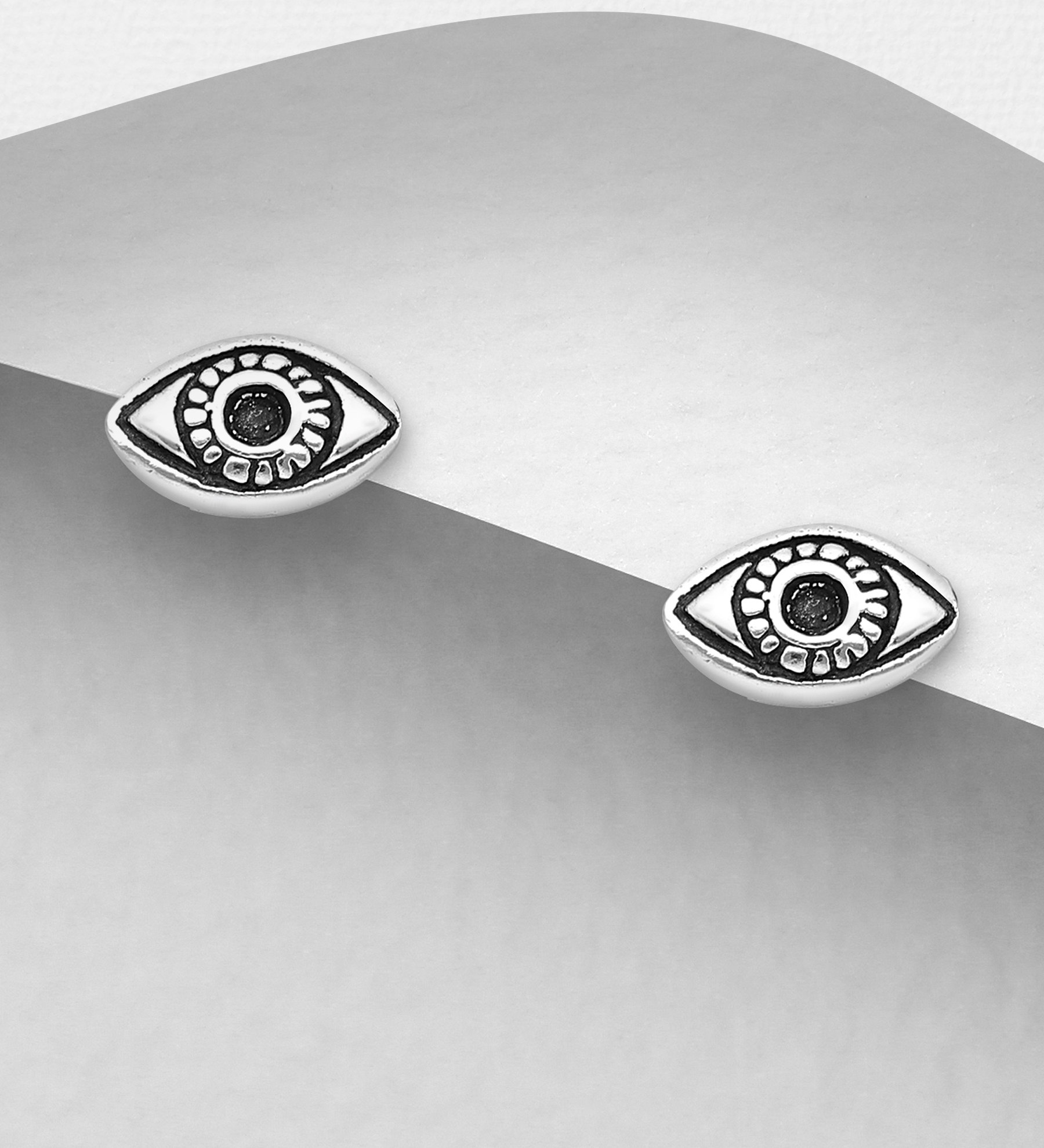 Wholesale 925 Sterling Silver Oxidized Eye Push-Back Earrings - SKU #1068-1572