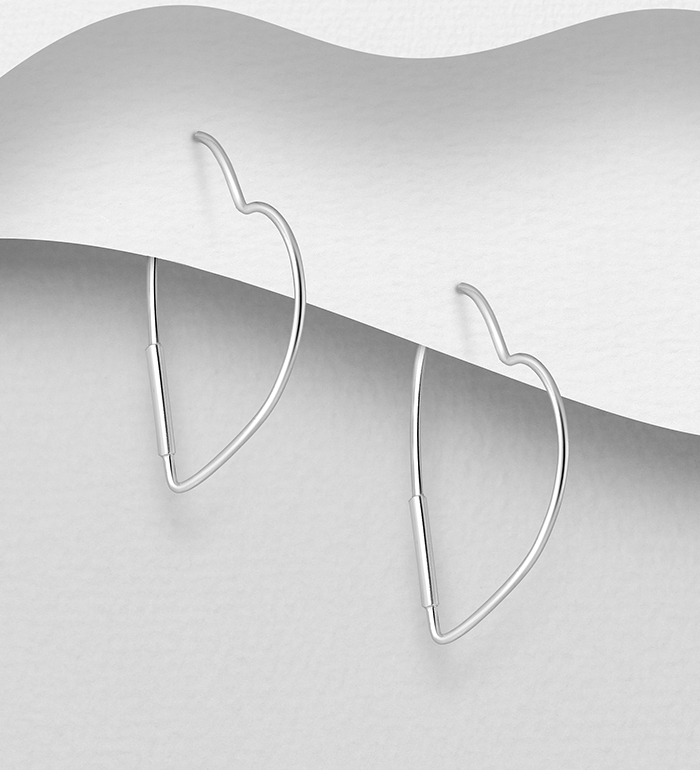 Wholesale 925 Sterling Silver Heart Hoop Earrings - SKU #706-26270