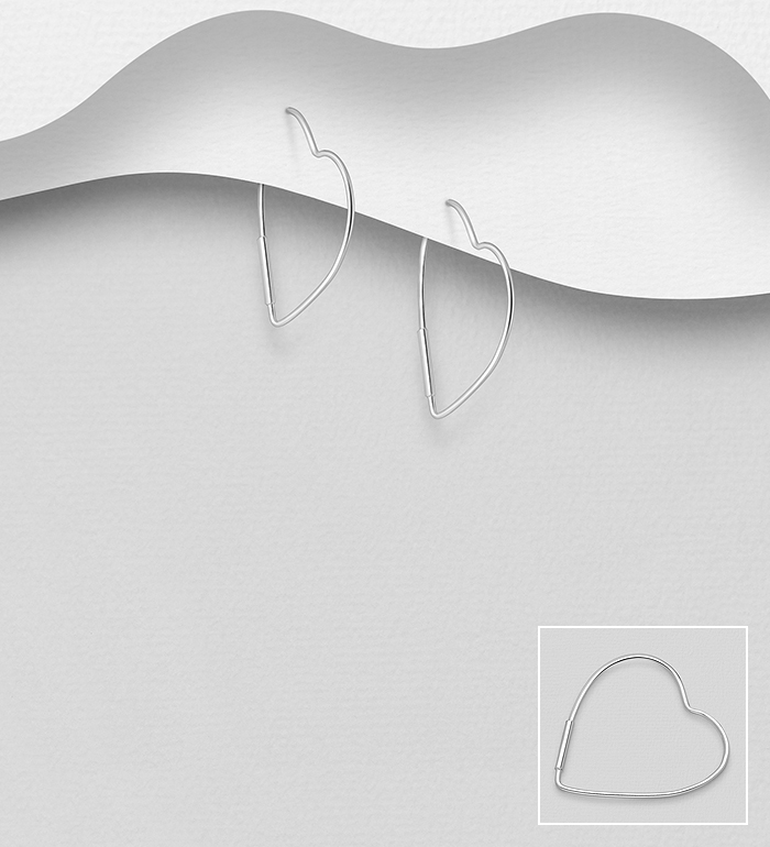 Wholesale 925 Sterling Silver Heart Hoop Earrings - SKU #706-26270