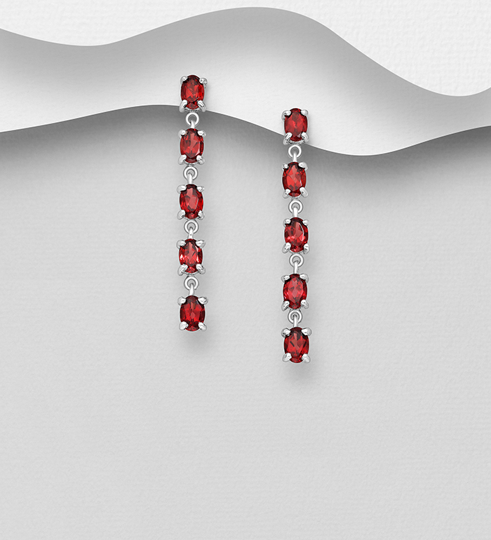La Preciada - Wholesale 925 Sterling Silver Push-Back Earrings Decorated with Various Gemstones - SKU #1181-3022