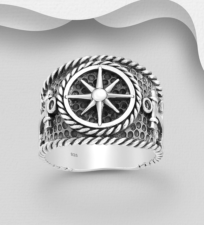 Wholesale 925 Sterling Silver Anchor Ring - SKU #1563-434