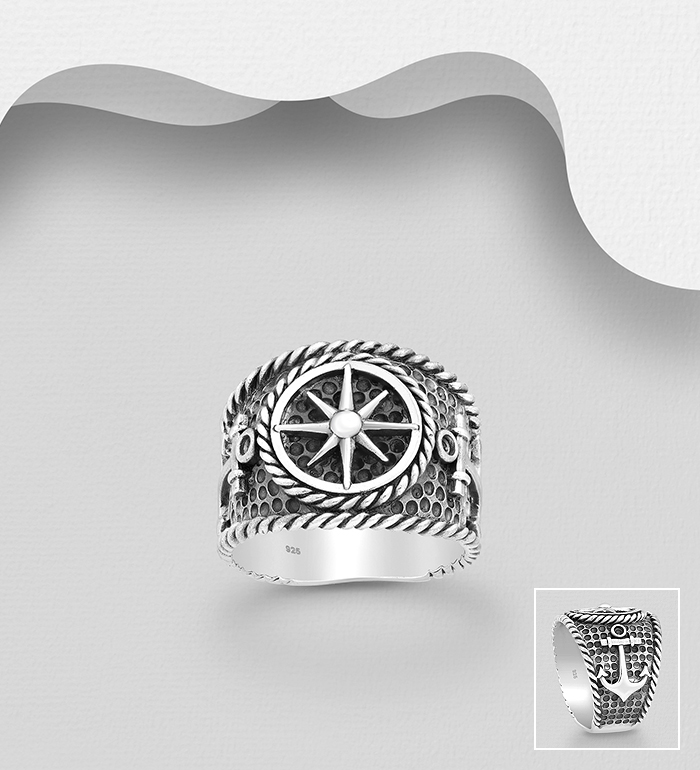 Wholesale 925 Sterling Silver Anchor Ring - SKU #1563-434