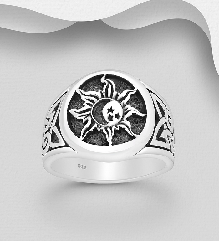Wholesale 925 Sterling Silver Celtic and Sun Ring - SKU #1563-464