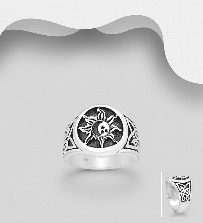Wholesale 925 Sterling Silver Celtic and Sun Ring - SKU #1563-464