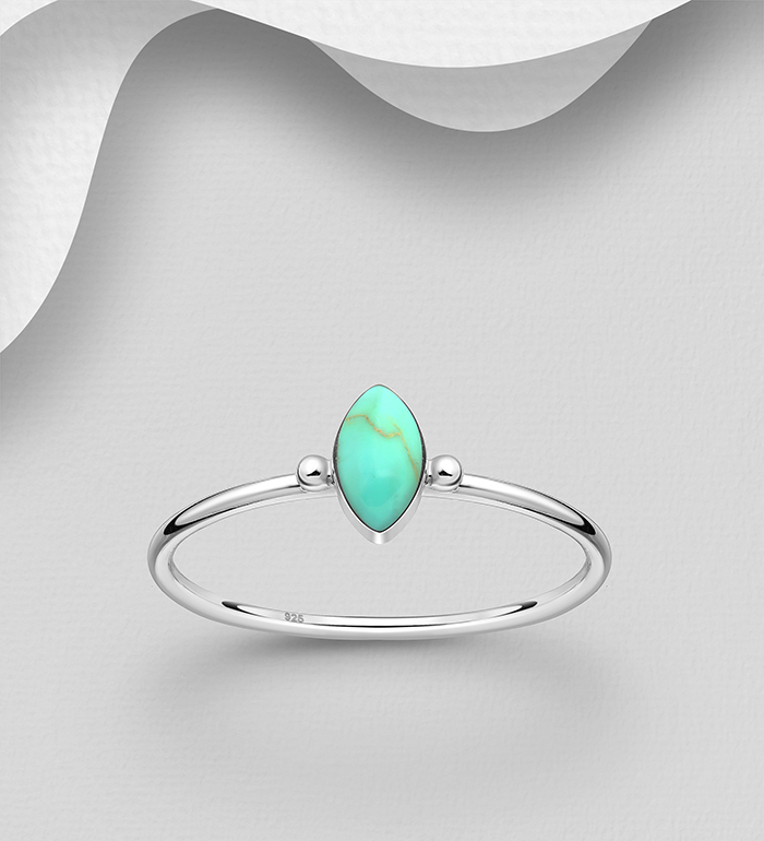 Wholesale 925 Sterling Silver Ring, Decorated with Resin - SKU #781-5794