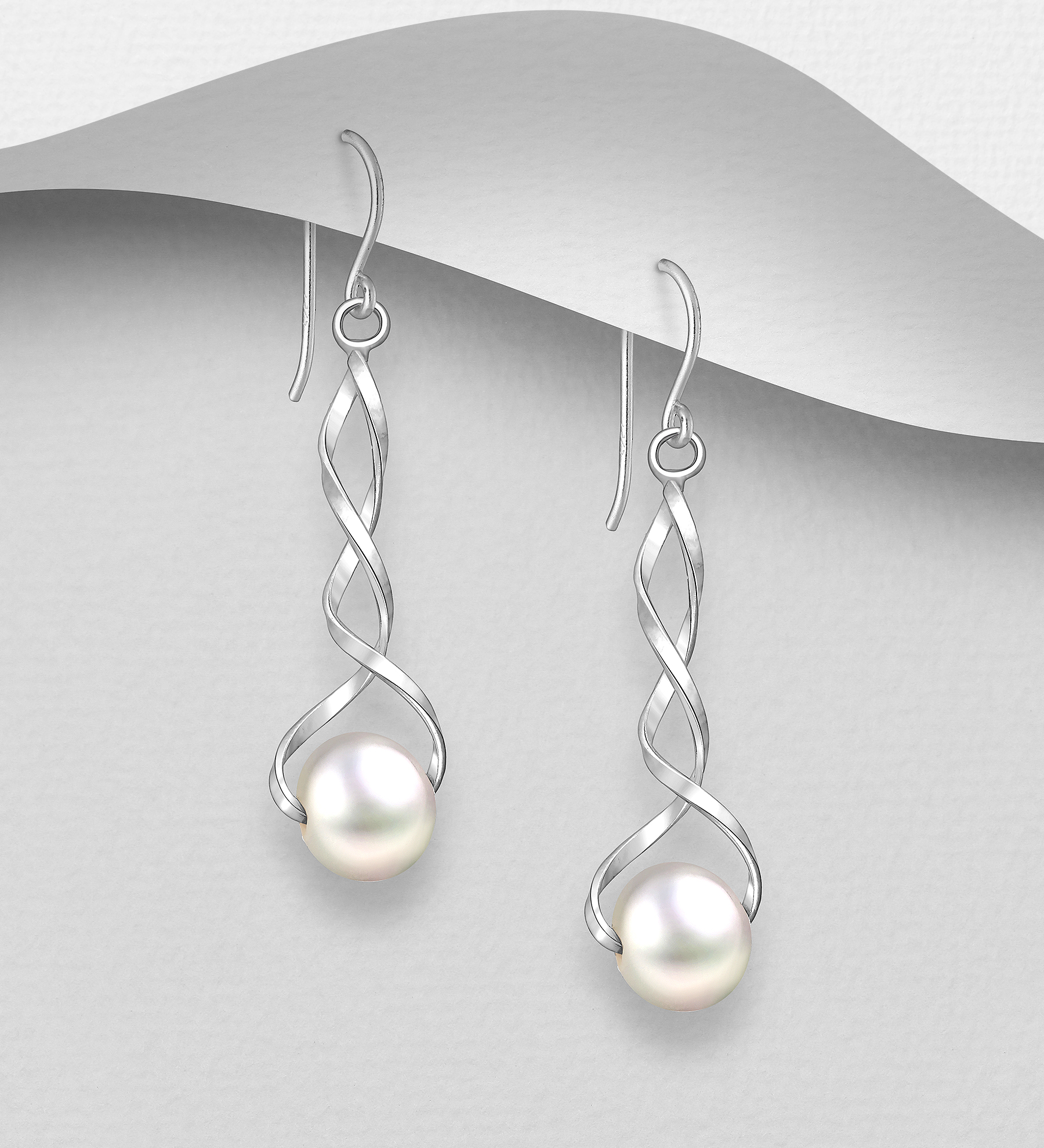 Wholesale 925 Sterling Silver Hook Earrings Decorated With Fresh Water Pearls - SKU #382-4959