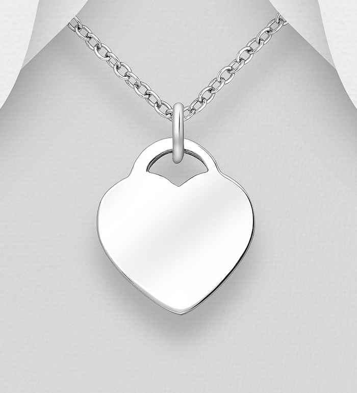 Wholesale 925 Sterling Silver Engravable Heart Pendant - SKU #706-26985