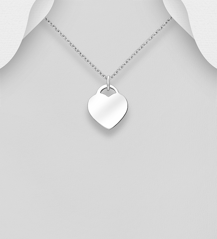 Wholesale 925 Sterling Silver Engravable Heart Pendant - SKU #706-26985