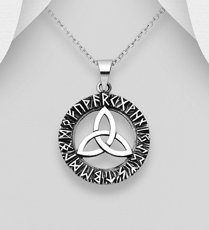 Wholesale 925 Sterling Silver Oxidized Celtic and Viking Rune Pendant - SKU #767-990