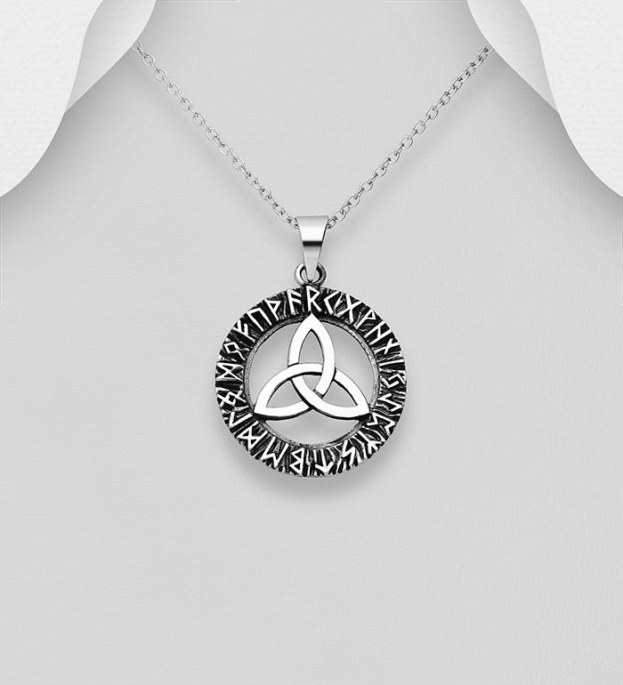 Wholesale 925 Sterling Silver Oxidized Celtic and Viking Rune Pendant - SKU #767-990