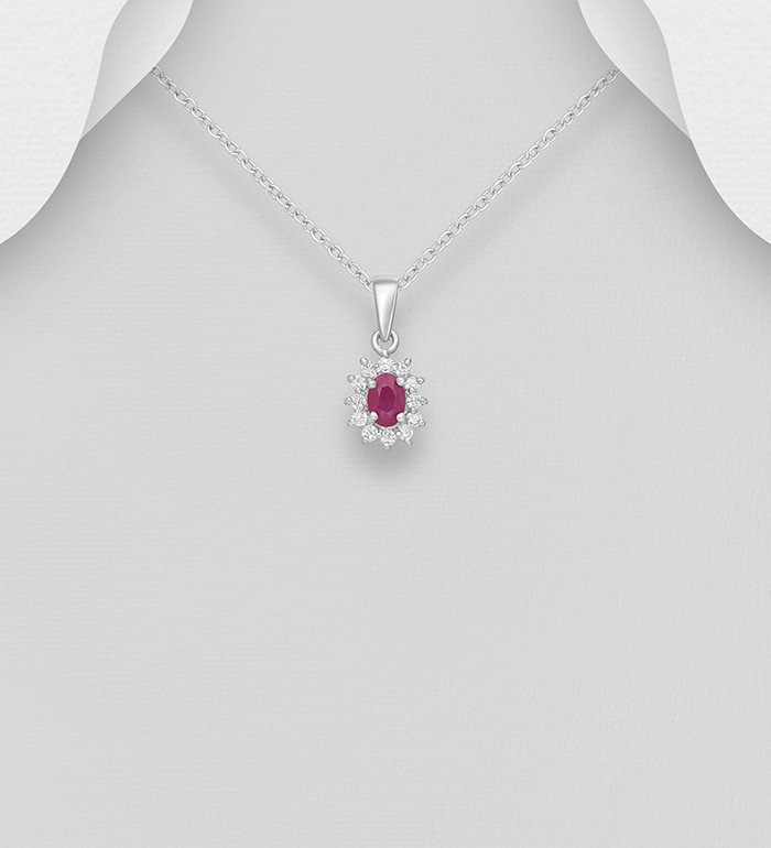 Wholesale 925 Sterling Silver Halo Pendant, Decorated with CZ Simulated Diamonds and Various Gemstones - SKU #883-6085