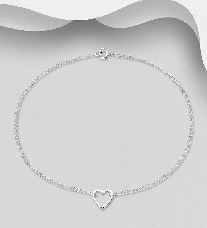Wholesale 925 Sterling Silver Heart Anklet - SKU #1562-283