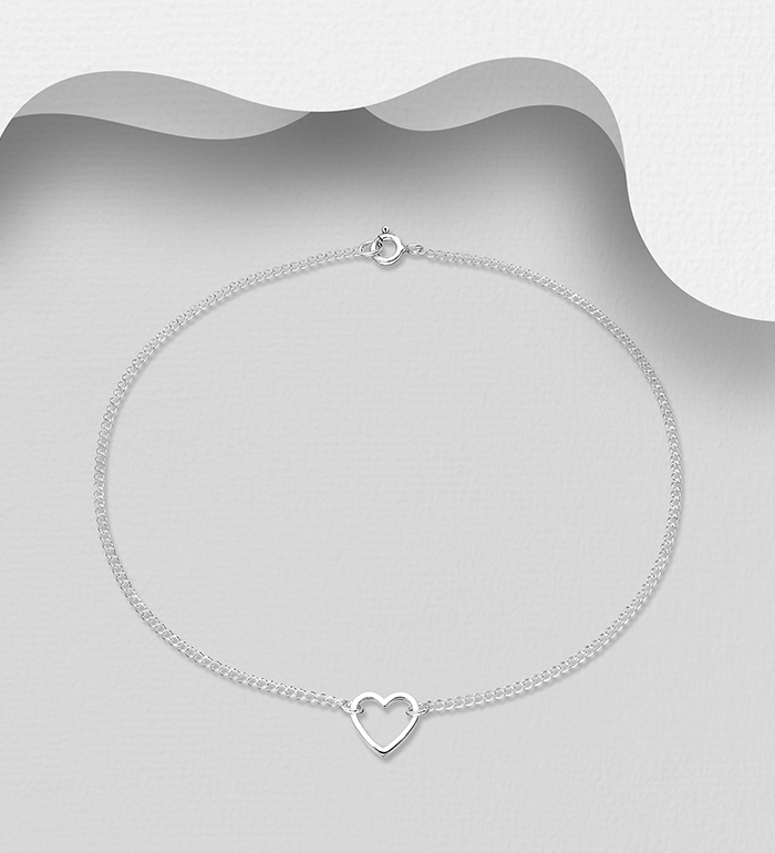 Wholesale 925 Sterling Silver Heart Anklet - SKU #1562-283