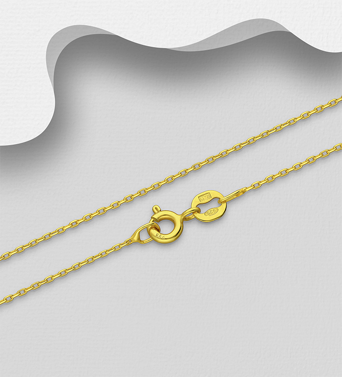 Italian Delight - Wholesale 925 Sterling Silver Cable Chain, Plated with 0.5 Micron 18K Yellow Gold, 0.5 mm Wide, Made in Italy - SKU #1535-828