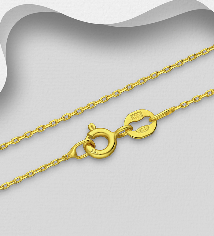 Italian Delight - Wholesale 925 Sterling Silver Cable Chain, Plated with 0.5 Micron 18K Yellow Gold, 0.5 mm Wide, Made in Italy - SKU #1535-828