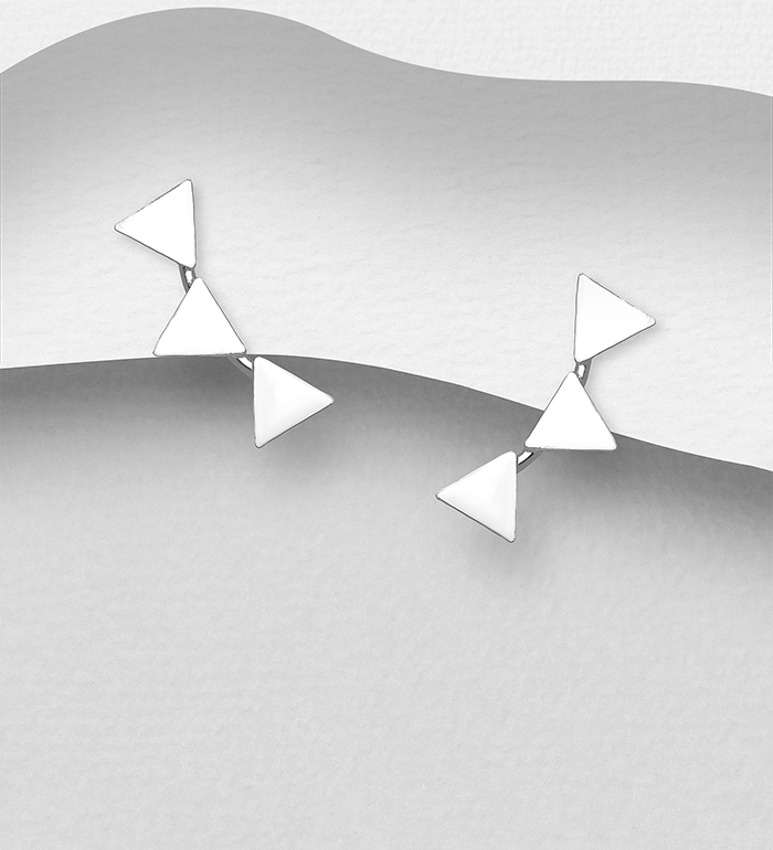 Wholesale 925 Sterling Silver Triangle Push-Back Earrings - SKU #706-27678