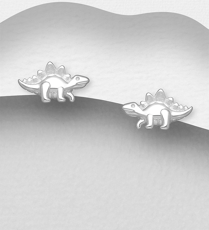 Wholesale 925 Sterling Silver Dinosaur Push-Back Earrings - SKU #1063-2151