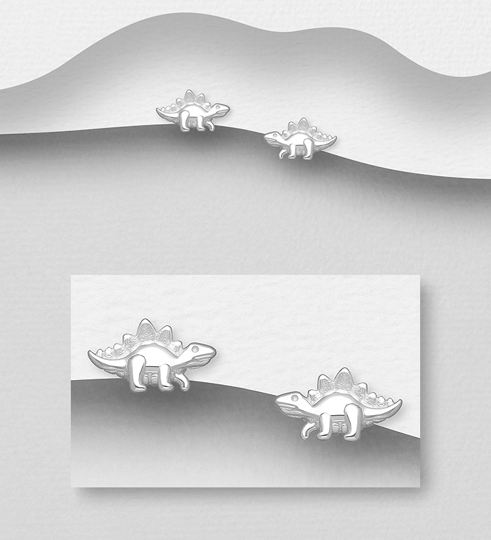 Wholesale 925 Sterling Silver Dinosaur Push-Back Earrings - SKU #1063-2151
