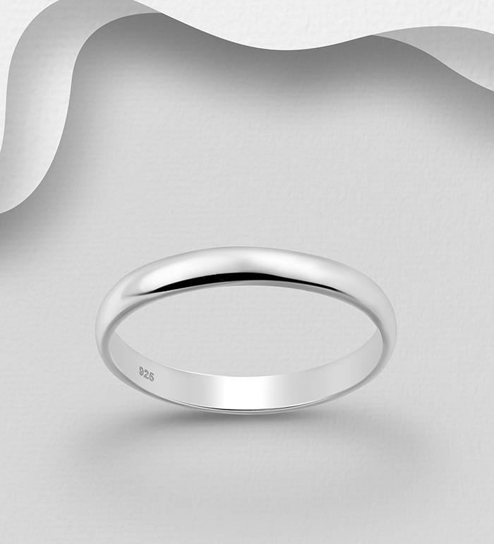 Wholesale 925 Sterling Silver Engravable Band Ring, 3 mm Wide - SKU #1063-2154