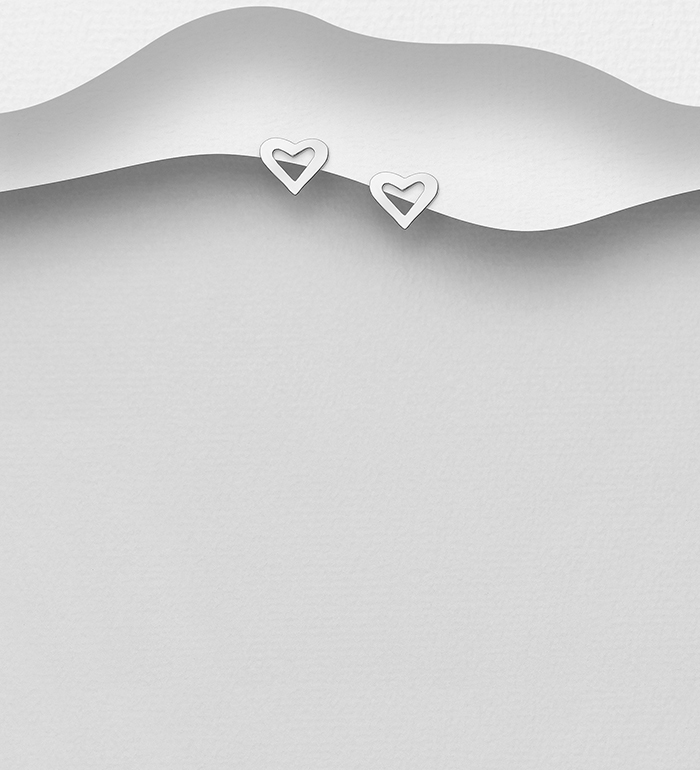 Wholesale 925 Sterling Silver Heart Push-Back Earrings - SKU #706-27712